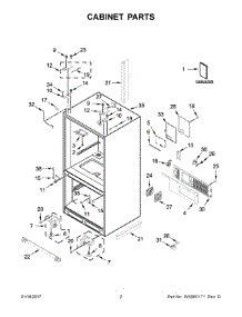 02 - Cabinet Parts parts for Kitchenaid Refrigerator KRFC704FBS00 from AppliancePartsPros.com