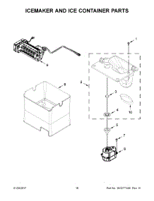 10 - Icemaker And Ice Container Parts parts for Kitchenaid Refrigerator KRMF706ESS00 from AppliancePartsPros.com