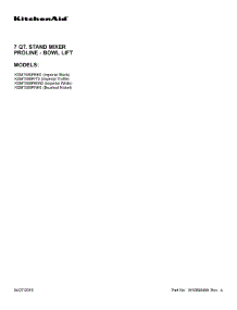 01 - Cover Sheet parts for Kitchenaid Stand Mixer KSM7589PBK0 from AppliancePartsPros.com