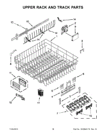 10 - Upper Rack And Track Parts parts for Kitchenaid Dishwasher KUDE60HXSS6 from AppliancePartsPros.com