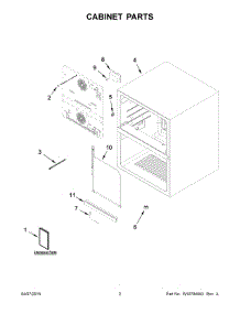 02 - Cabinet Parts parts for Kitchenaid Refrigerator KUDR204EPA00 from AppliancePartsPros.com