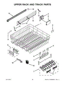 10 - Upper Rack And Track Parts parts for Kitchenaid Dishwasher KUDS30FXPAA from AppliancePartsPros.com