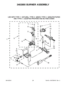15 - 3402855 Burner Assembly parts for Maytag Laundry Center MGT3800XW3 from AppliancePartsPros.com