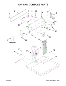 02 - Top And Console Parts parts for Whirlpool Dryer 1CWED4900DW0 from AppliancePartsPros.com
