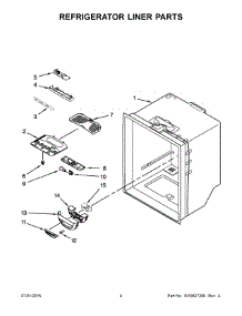 03 - Refrigerator Liner Parts parts for Whirlpool Refrigerator 5GFB2558EA00 from AppliancePartsPros.com