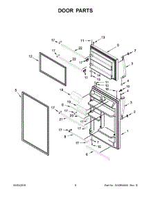 05 - Door Parts parts for Whirlpool Refrigerator 5GT118FFEW00 from AppliancePartsPros.com