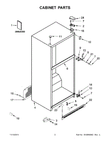 02 - Cabinet Parts parts for Whirlpool Refrigerator 5GT311FFEW00 from AppliancePartsPros.com