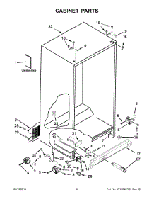 02 - Cabinet Parts parts for Whirlpool Refrigerator 5WRS25FDBF00 from AppliancePartsPros.com
