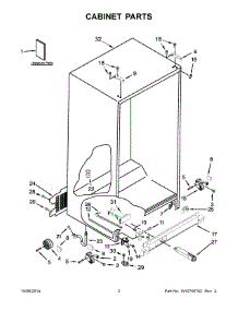 02 - Cabinet Parts parts for Whirlpool Refrigerator 5WRS25FDBF02 from AppliancePartsPros.com