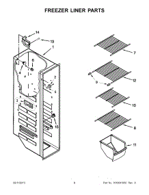 05 - Freezer Liner Parts parts for Whirlpool Refrigerator 5WRS25KNBF00 from AppliancePartsPros.com
