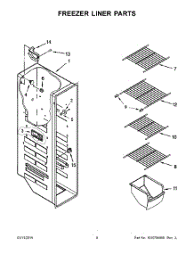 05 - Freezer Liner Parts parts for Whirlpool Refrigerator 5WRS25KNBW02 from AppliancePartsPros.com