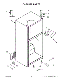 02 - Cabinet Parts parts for Whirlpool Refrigerator 5WT519SFEG00 from AppliancePartsPros.com