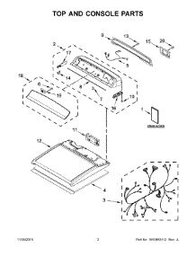 02 - Top And Console Parts parts for Whirlpool Dryer 7MWGD8500EC1 from AppliancePartsPros.com