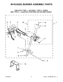 05 - W10336852 Burner Assembly Parts parts for Whirlpool Dryer 7MWGD9919EM0 from AppliancePartsPros.com