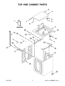02 - Top And Cabinet Parts parts for Whirlpool Washer 7MWTW1955EW0 from AppliancePartsPros.com