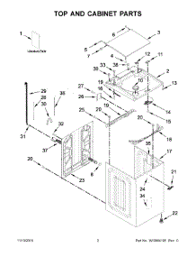 02 - Top And Cabinet Parts parts for Whirlpool Laundry Center 7MWTW8500EC0 from AppliancePartsPros.com