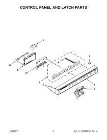 03 - Control Panel And Latch Parts parts for Whirlpool Dishwasher 7WDF530PAYM7 from AppliancePartsPros.com
