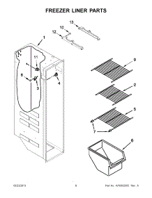05 - Freezer Liner Parts parts for Whirlpool Refrigerator 7WRS22FDBW00 from AppliancePartsPros.com