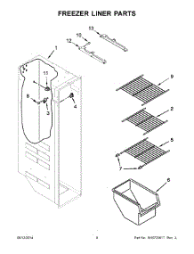 05 - Freezer Liner Parts parts for Whirlpool Refrigerator 7WRS22FDBW02 from AppliancePartsPros.com