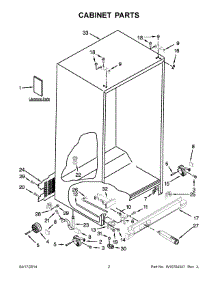 02 - Cabinet Parts parts for Whirlpool Refrigerator 7WRS25FEBF00 from AppliancePartsPros.com