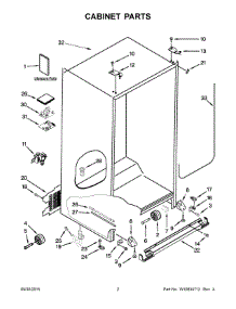 02 - Cabinet Parts parts for Whirlpool Refrigerator BRS75BRANA00 from AppliancePartsPros.com