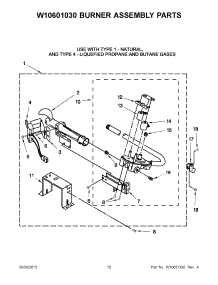 06 - W10601030 Burner Assembly Parts parts for Whirlpool Dryer BSG17CCANA0 from AppliancePartsPros.com