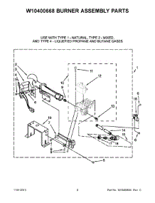 05 - W10400668 Burner Assembly Parts parts for Whirlpool Dryer CDG8990XW1 from AppliancePartsPros.com