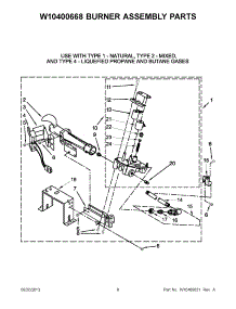 05 - W10400668 Burner Assembly Parts parts for Whirlpool Dryer CGD8990XW2 from AppliancePartsPros.com