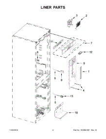 03 - Liner Parts parts for Whirlpool Refrigerator URB551WNEM0 from AppliancePartsPros.com