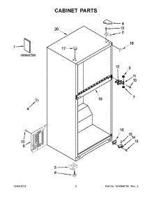 02 - Cabinet Parts parts for Whirlpool Refrigerator W8RXNGFBD00 from AppliancePartsPros.com