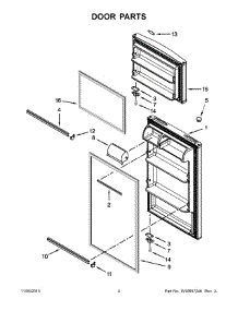 03 - Door Parts parts for Whirlpool Refrigerator W8RXNGMBD01 from AppliancePartsPros.com