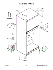 02 - Cabinet Parts parts for Whirlpool Refrigerator W8TXNGZBT01 from AppliancePartsPros.com