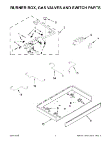 03 - Burner Box, Gas Valves And Switch Parts parts for Whirlpool Cooktop WCG51US0DS00 from AppliancePartsPros.com