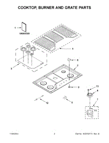 02 - Cooktop, Burner And Grate Parts parts for Whirlpool Cooktop WCG51US6DB00 from AppliancePartsPros.com