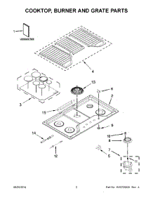 02 - Cooktop, Burner And Grate Parts parts for Whirlpool Cooktop WCG97US0DS00 from AppliancePartsPros.com