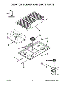 02 - Cooktop, Burner And Grate Parts parts for Whirlpool Cooktop WCG97US6DS00 from AppliancePartsPros.com