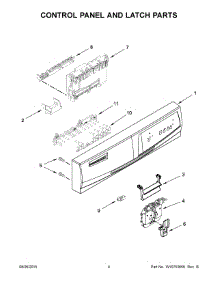 03 - Control Panel And Latch Parts parts for Whirlpool Dishwasher WDF110PABB4 from AppliancePartsPros.com