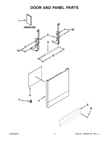 02 - Door And Panel Parts parts for Whirlpool Dishwasher WDF310PAAS5 from AppliancePartsPros.com