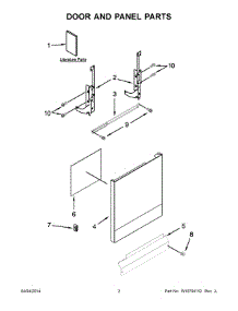 02 - Door And Panel Parts parts for Whirlpool Dishwasher WDF310PLAB5 from AppliancePartsPros.com