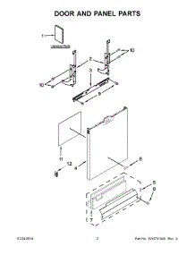 02 - Door And Panel Parts parts for Whirlpool Dishwasher WDF540PADT0 from AppliancePartsPros.com
