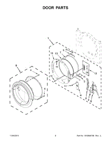 05 - Door Parts parts for Whirlpool Dryer WED71HEDW1 from AppliancePartsPros.com