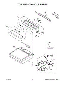 02 - Top And Console Parts parts for Whirlpool Dryer WED8000DW2 from AppliancePartsPros.com