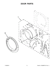 05 - Door Parts parts for Whirlpool Dryer WED8740DC1 from AppliancePartsPros.com