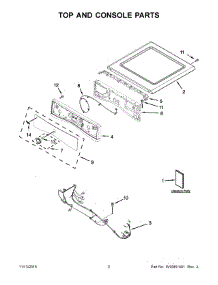 02 - Top And Console Parts parts for Whirlpool Dryer WED95HEDW1 from AppliancePartsPros.com
