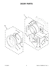 05 - Door Parts parts for Whirlpool Dryer WED95HEDW1 from AppliancePartsPros.com
