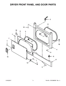 03 - Dryer Front Panel And Door Parts parts for Whirlpool Laundry Center WET4027EW1 from AppliancePartsPros.com