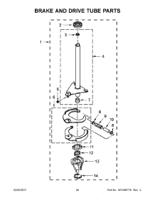 13 - Brake And Drive Tube Parts parts for Whirlpool Laundry Center WETLV27FW0 from AppliancePartsPros.com