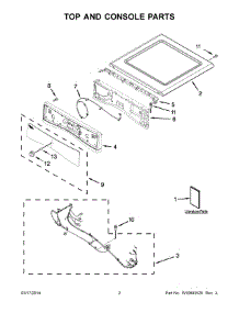 02 - Top And Console Parts parts for Whirlpool Dryer WGD72HEDW0 from AppliancePartsPros.com