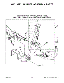 05 - W10135231 Burner Assembly Parts parts for Whirlpool Dryer WGD9051YW3 from AppliancePartsPros.com