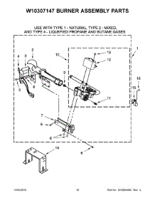 06 - W10307147 Burner Assembly Parts parts for Whirlpool Dryer WGD95HEDW1 from AppliancePartsPros.com